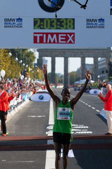 Atual recordista mundial, Patrick Makau, corre novamente em Berlim para baixar sua marca - Foto: Christian Petersen-Clausen/ Licença Creative Commons