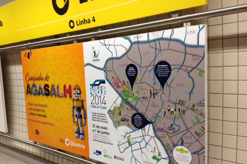 Divulgação do Planeta no Parque na Linha Amarela do Metrô. Foto: Divulgação.