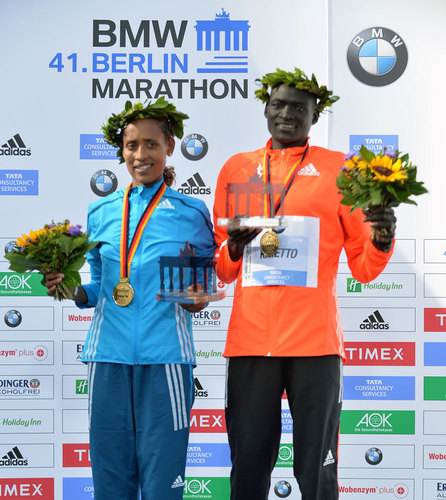 Os campeõs da Maratona de Berlim Foto: Events/Photorun