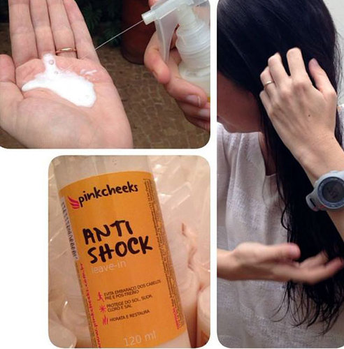 Forma de passar o Anti Shock, o produto que tira os nós pós corrida do cabelo das mulheres Foto: Divulgação Facebook