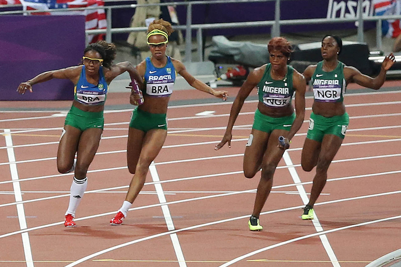O time brasileiro durante as preliminares do revezamento. Foto:  Valterci Santos/AGIF/COB