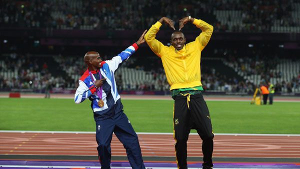 Fundista Mo Farah e velocista Usain Bolt: destaques em Londres voltam a competir (foto: LOCOG/ Divulgação)