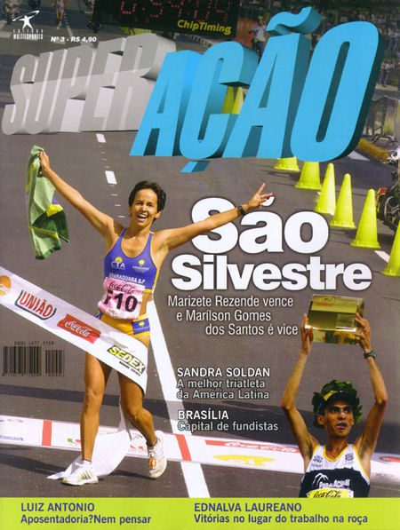 Capa da edição nº 3 da <i>SuperAção</i> (foto: Divulgação)” /><br />
Capa da edição nº 3 da <i>SuperAção</i> (foto: Divulgação)</div>
<p>Quarta-feira, dia 15, estará nas bancas a edição nº 3 da revista <i>SuperAção,</i> publicação voltada as corridas de rua e triathlon e que é editada pela editora <i>Multiesporte.</i></p>
<p>Entre as matérias de destaque está a <i>Corrida Internacional de São Silvestre,</i> e com os corredores Ednalva Lauriano (5ª colocada na última  <i>São Silvestre</i>) e Luis Antônio dos Santos (único brasileiro a ganhar medalha em mundiais na maratona)</p>
<p>A cidade de Brasília também terá seu espaço na publicação com a matéria: <i>Brasilia – A Capital dos Fundistas.</i> E ainda: <i>São Silvestrinha</i> e <i>São Paulo Classic.</i></p>
<p>O triathlon terá destaque nesta edição com a triathleta Sandra Soldan, além, de um artigo abordando bicicletas, cuja escolha certa é peça importante para o sucesso na modalidade.</p>
<p>Além dessas matérias as seções mensais como: Passo a Passo, Limite, Linha de chegada, Calendário, Recordar é Correr, Alto Rendimento, entre outras, trazem muita informação.</p>
<p>O exemplar avulso da <i>SuperAção</i> custa R$ 4,90 nas bancas,  e as assinaturas podem ser feitas on line pela seção <i>Revistas</i> do portal <i>WebRun.</i></p>
<p><strong><em>Este texto foi escrito por: Webrun</em></strong></p>
                </div>

            </div>
            <div class=